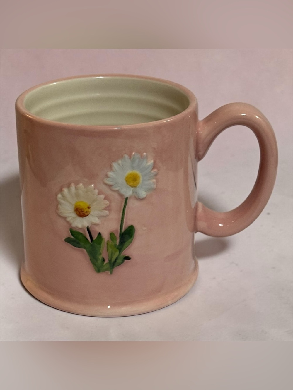 The Old Pottery Company Mug Daisy Embossed Pink Mug